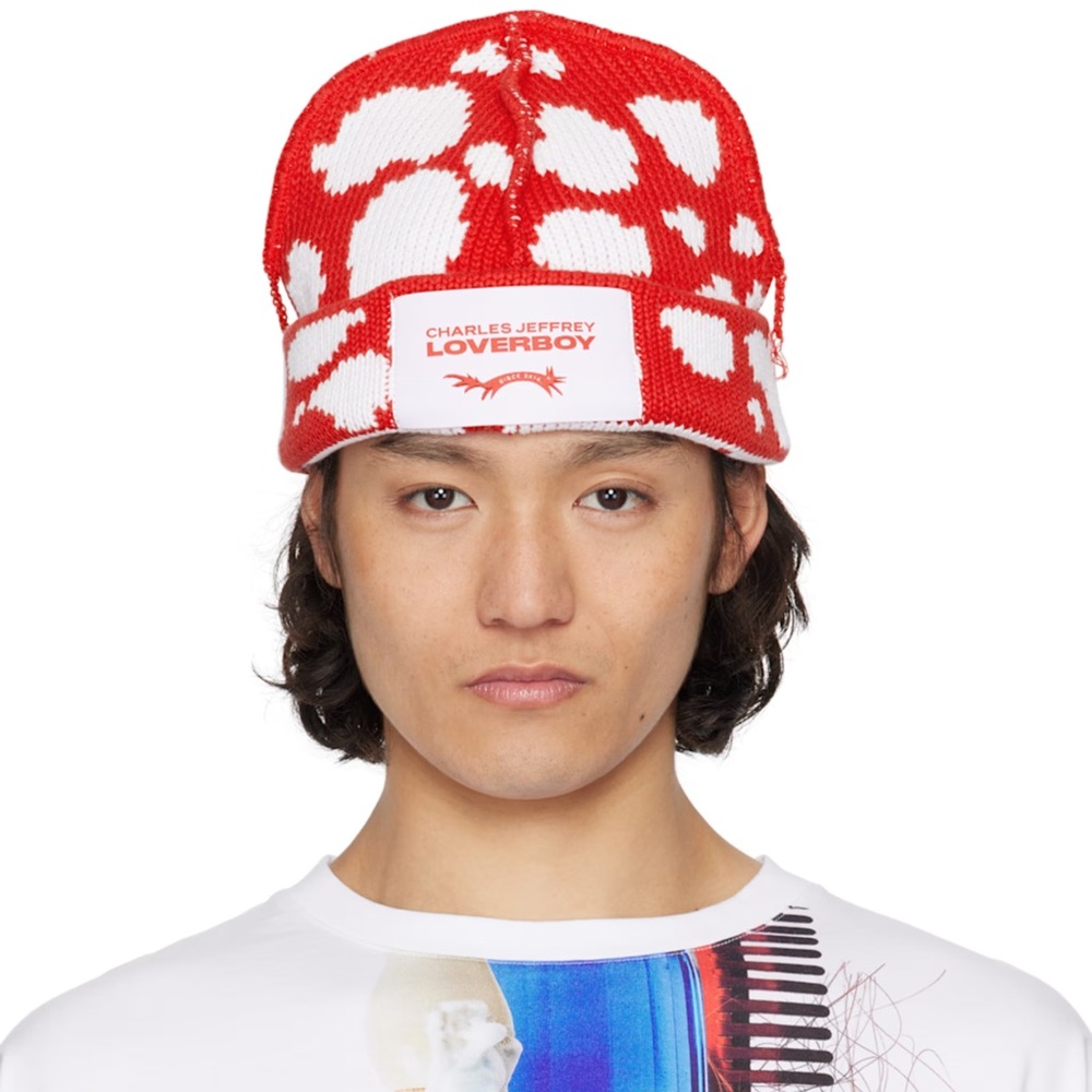 Charles Jeffrey Loverboy Red & White Loverboy Beanie